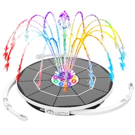 AISITIN 3.5W Solar Fountain with Lights & 1500mAh Battery Backup