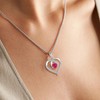 EJARY Heart July Birthstone Ruby Necklaces for Women,925 Sterling Silver