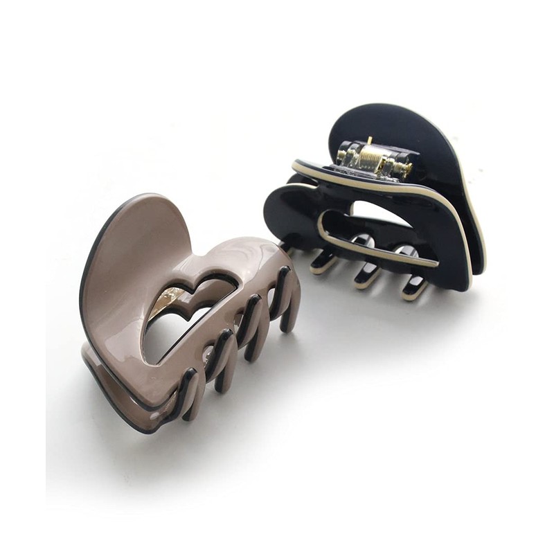 Vingtaine H7469-BE-Beige Heart-Shaped Hair Claw Hair Clip Adult Simple Hair