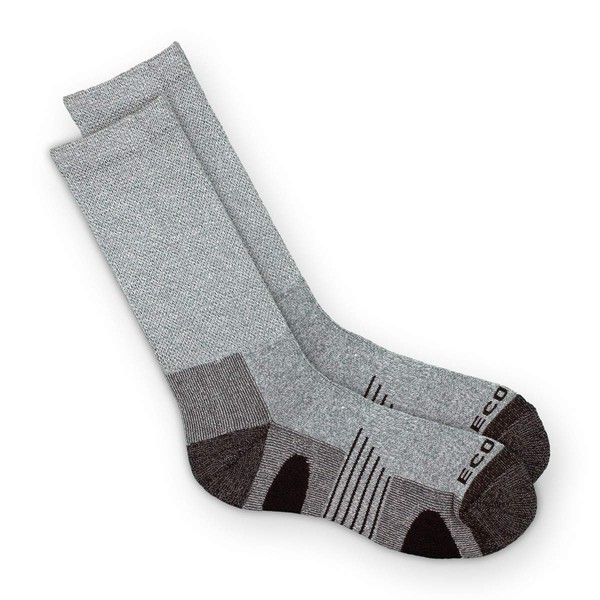 EcoSox Bamboo Viscose Diabetic Non-Binding Hiking/Outdoor Crew Socks for Men & Women | Integrated Smooth Toe | Pillow Cushioning | Improve Foot Health w/Better Circulation (Medium - Grey)