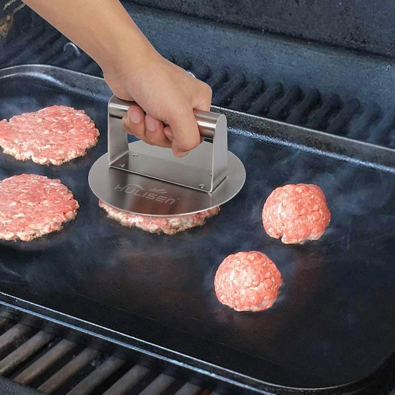 HULISEN Smashed Burger Kit: Stainless Steel Burger Press, Grill Spatula