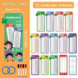 HAMKU 30 Sheets Learning Game, 1 x 1 1÷1 Flashcards Mathematics for Multiplication and Division with Exercise Sheets, Multiplication Table Cards with 4 Marker Pens from 5 Years for Calculating