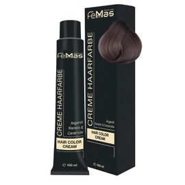 FemMas Hair Colour, Professional Cream Hair Colour with Argan Oil, Keratin & Ceramides, as Permanent Hair Colouring or Tint for Radiant, Durable Colour Results, Medium Blonde Ash 7.1, 100 ml