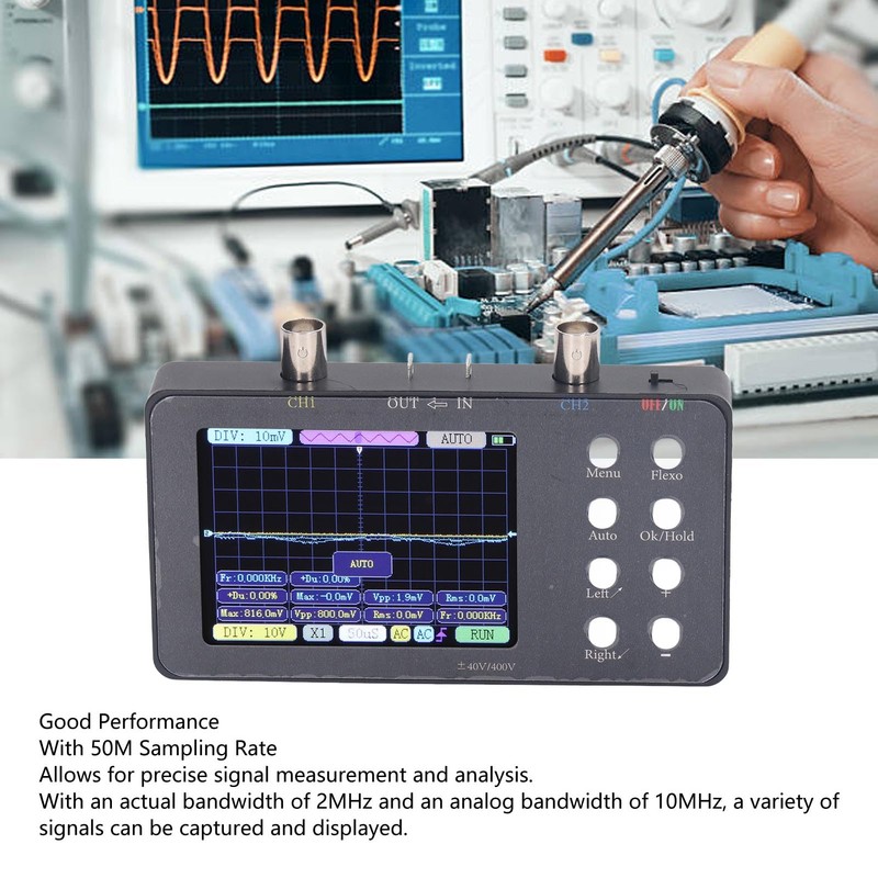 Digital Oscilloscope, Portable 2 Channel Signal Generator, 2 MHz Bandwidth