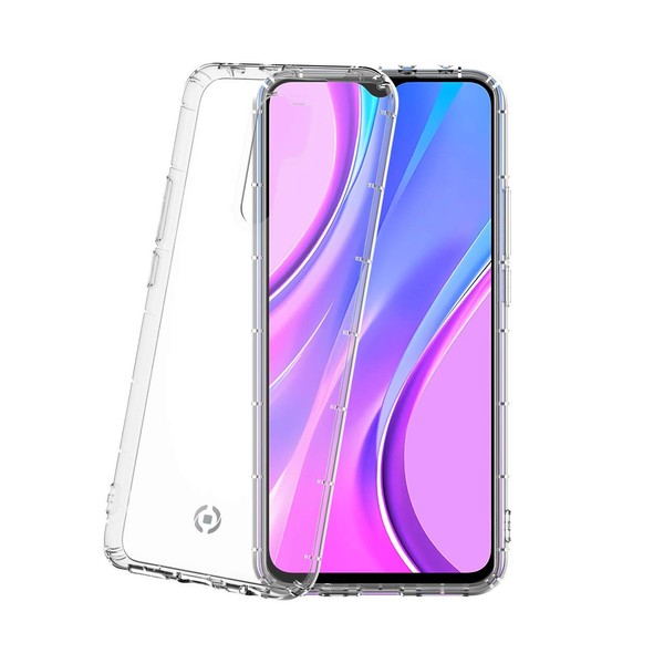 Celly Xiaomi Redmi 9 Case, Transparent Shockproof TPU Flexible Anti-Scratch Case with Reinforced Edges