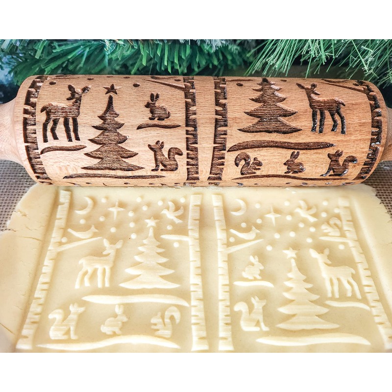 Winter Animals Scene Embossed Rolling Pin