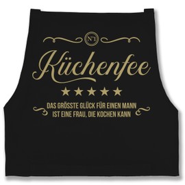 Shirtracer - Apron - Cooking Apron - Women's 1 - Küchenfee Das größte Glück für einen Mann, 1 black