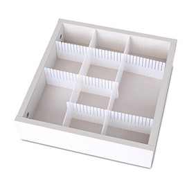 YBM HOME 3pcs Adjustable Drawer Organizer Grid Drawer Dividers for Socks, Underwear, Kitchen Utensils, Dresser Makeup, Separators Help with Clutter and Tidy Office Desk, Clinic, and Bedroom, White