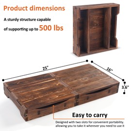 Triceratops Heavy Duty One Step Stool,Holds up to 500Lbs, Wooden Wood High Riser Step Stool for Adults and Kids, Wooden Mobility Stepping Stools for Handicap, Bed, Bathroom, Garden