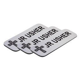 Jr Usher 1 x 3 Name Tag/Badge, Silver, Cross Design (3 Pack)