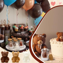 MTLEE 20 Sets Bear Baby Shower Candle Favors Bear Glass Candle Bulk for Guest Baby Shower Boys Girls Wedding Gender Reveal Party Decorations