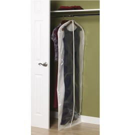 Household Essentials 311395 Hanging Garment Bag | Gown and Dress Protector | Natural Cotton Canvas with Clear Vinyl Cover
