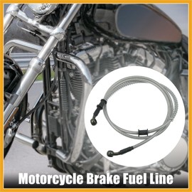 Partuto 160cm 62.99" 10mm 28 Degree Motorcycle Braided Brake Clutch Oil Hoses Line Pipe Clutch Throttle Gas Line Fuel Pipe Silver Tone for ATV for Dirt Bike Replacement