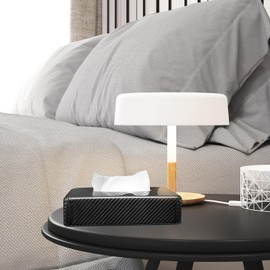 Real Carbon Fiber Tissue Box Cover, Square Facial Tissue Box Holder, 3D TextureTissue Box Cover Holder Facial Tissue Dispenser Box,Black