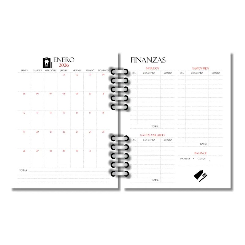 Agenda Dentista, Odontólogo 2026 - 2027/ Fechada, Dos Días