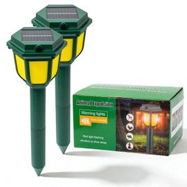 Mole Repellent Solar Powered for lawns Gopher Repellent Ultrasonic Snake Vole Repellent Deterrent Outdoor Lawns Garden Yard Sonic Spikes Stakes Chaser (2Pcs with Red Light)