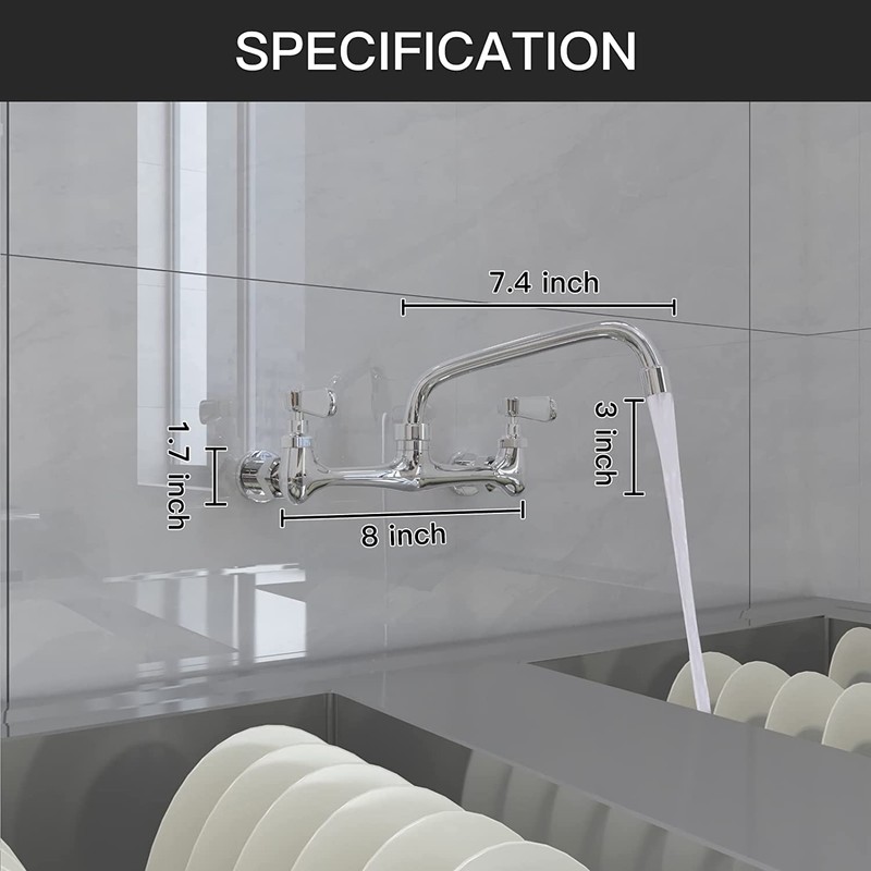 BWE Commercial Kitchen Faucets, Kitchen Sink Faucet, 8 Inch Center