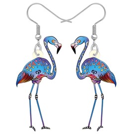 BONSNY Dangle Cute Pink Flamingo Earrings Birds Novelty Hypoallergenic Jewelry For Women Gifts (Blue)