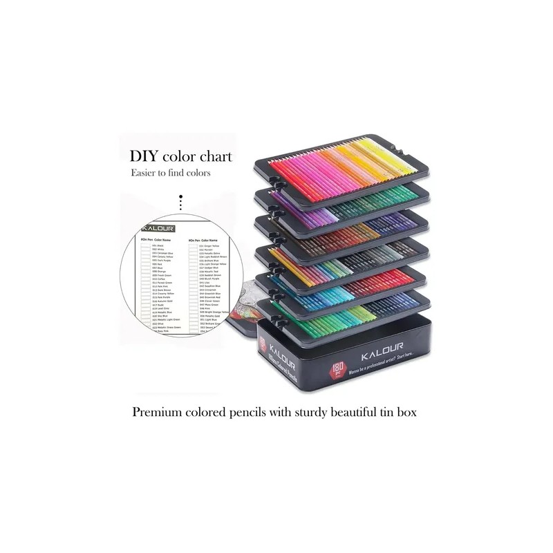 Set 180 Lápices De Dibujo De Colores Metálicos Grafito Kalou
