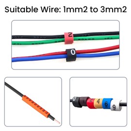 YCLFHOO 500 PCS Wire Cord Cable Marker Set,Wire Numbering Marker 0 to 9 Number,Cable Marker Colorful Tool,PVC Cable Markers,Insulation Marking for Electrical Cord Management Fix Cables