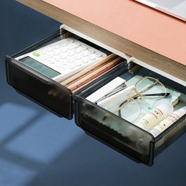 Mini drawer attached to under desk drawer, pencil case, small item organization, under drawer 04 transparent black Transparent black/large 3ea