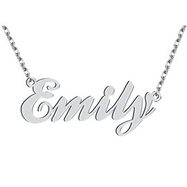 Stainless Steel Silver Emily Name Necklace Nameplate Charm Necklaces Womens Mom Birthday Valentine Jewelry