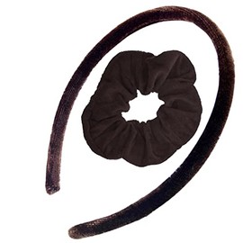 Topkids Accessories Velvet Alice Band And Matching Hair Scrunchie Set Kids Hair Accessories Hair Velvet Scrunchies For Women Girls Headbands Girl Hair Accessories Head band Girls Alice band (Brown)