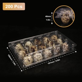 200 Pack Quail Egg Cartons, Clear Plastic Quail Egg Trays, Holds up to 15 Quail Eggs Securely - Your Ultimate Small Eggs Carton Holders for Bulk Storage and Display by KUKLIPJIM