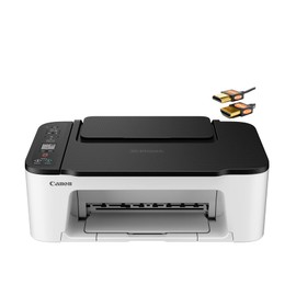 Canon PIXMA TS35 22 All-in-One Wireless Color Inkjet Printer - Print Copy Scan - Mobile Printing - Up to 50 Sheets Paper Tray - Up to 4800 x 1200 DPI - 1.5" LCD + HDMI Cable
