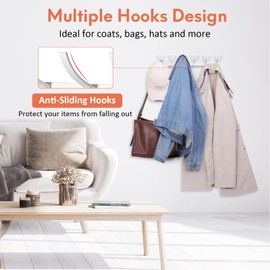 Optish 2 Pack Coat Rack Wall Mount, Entryway Coat Hooks Wall Mount, Wall Hooks for Hanging, Hat Rack for Wall, Coat Hanger Wall Mount with 12 Hooks for Bedroom