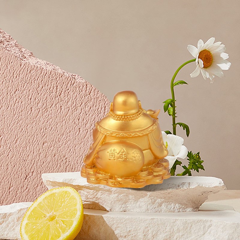 Elionless Laughing Buddha, Golden Toad Laughing Buddha Statue Feng Shui