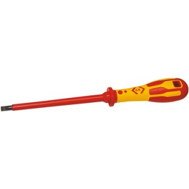 Screwdriver, VDE, Slotted, 8X175mm, Blade Length 175mm, Overall Length 220mm, Ck Tools - DextroVDE Slotted Screwdrivers, Tip Size 8mm, Handle Colour Red/Yellow, Screwdriver Type Slotted, Tip/Nozzl