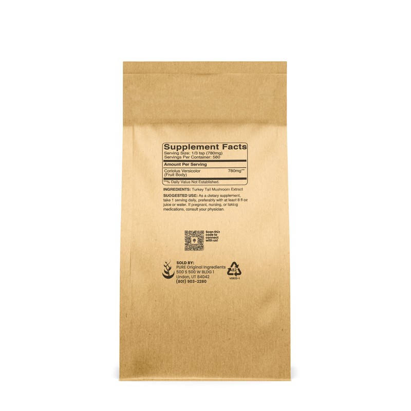 Pure Original Ingredients Turkey Tail Mushroom Powder (1lb) Trametes Versicolor,