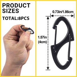 Alpinleux 8 Pcs Zipper Clips Anti Theft Deterrent, Dual Opening Zippers Pull Replacement, Zipper Locks for Backpacks, Camping, Suitcases (Black)