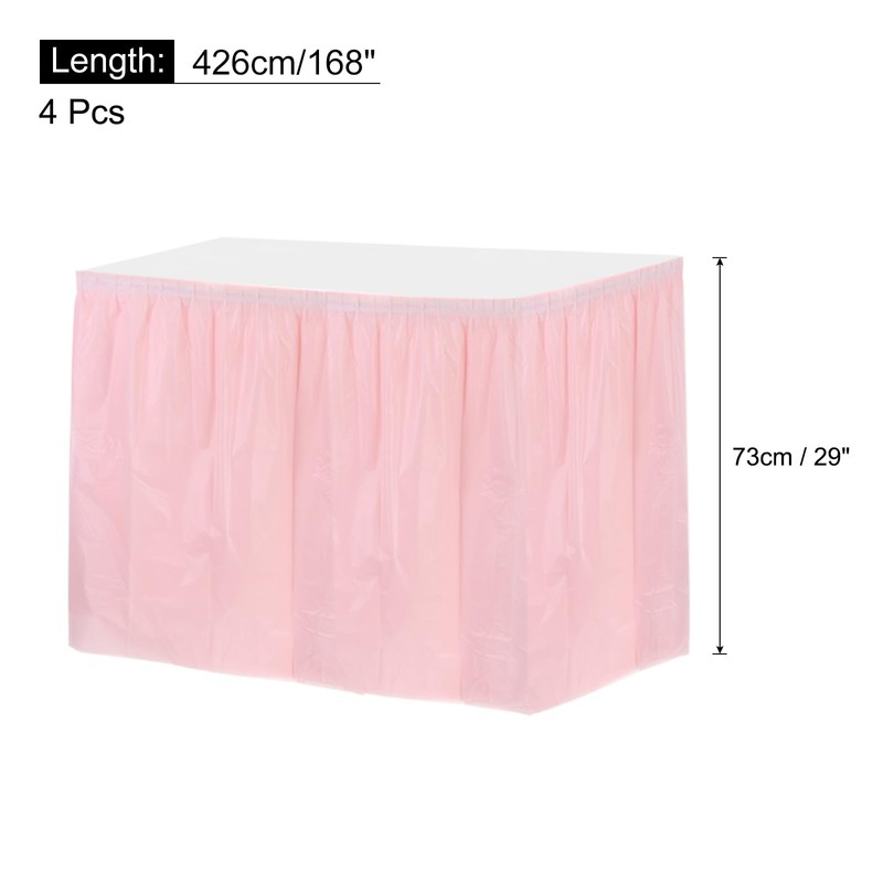 sourcing map 4 Pack Light Pink Plastic Table Skirts, 29