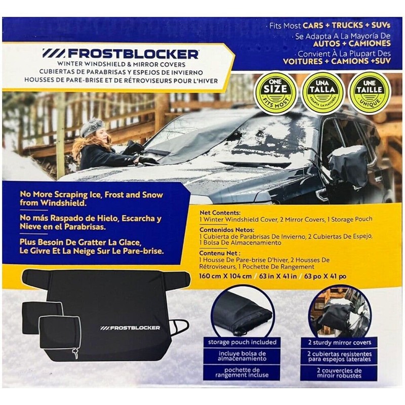 FrostBlocker Delk FrostBlocker Auto Windshield & Mirror Covers 63"x41" Snow