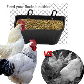 Fence Hanging Chicken Feeder for Duck, Piglets, Goat Feeder Poultry Feeding Container for Livestock Feed Trough Water Bucket(4)