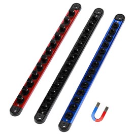 Mayouko Aluminum Magnetic Socket Organizer, 3-Piece Socket Rail Holder, 1/4-Inch x 14 Clips, 3/8-Inch x 14 Clips, 1/2-Inch x 12 Clips, Storage 40 Sockets