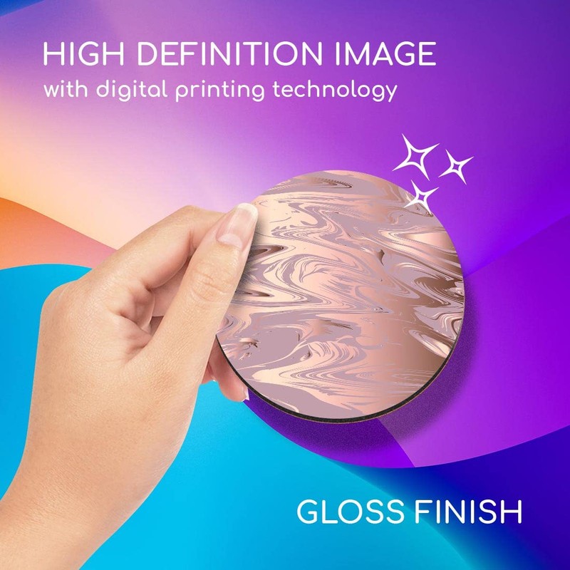 1 x Round Coaster - Rose Gold Marble Pattern Pretty