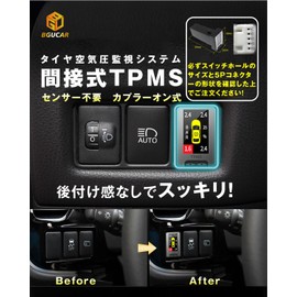 BGUCAR Tire Pressure Monitoring System for Toyota Vehicles, Embedded Switch Hole, Indirect TPMS, No Sensor Required, LCD Monitor, Complete Coupler On, Toyota A-Type 5 Pin Connector