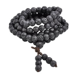 Jovivi 8mm Natural Lava Rock Stone Healing Gemstone 108 Prayer Beads Mala Bracelet Necklace Mother's Day Gift