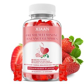 XIAAN Feminine Balance Gummies for Women, Premium Feminine Balance Gummies Support PH Balance & Vaginal Health, Vegan, Gluten-Free, Strawberry Flavor 60 Gummies
