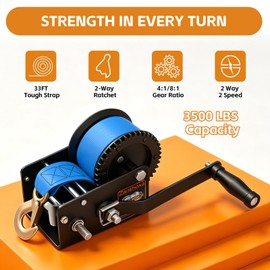 Zanthoxa 3500lbs Boat Trailer Winch, Heavy Duty Boat Winch with 33FT Strap