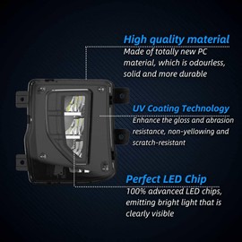 wideep Premium LED Fog Light Assemblies for Silverado 1500 2016-2018 Chevy, Not Plug and Play Anti-Fog Assembly Kit, Enhanced Road Visibility, 6500K White, IP67 DC 12V, 2Pcs