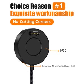 AGVEE 5ft Aluminium Ultra Thin Charger Dock Charging Station Compatible with Garmin Watches Vivoactive 3 4, Fenix 7 6 5, Forerunner, Instinct, Venu, Tactix, D2, Quatix, Black