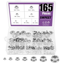 Swpeet 165Pcs 304 Stainless Steel Serrated Metric Flange Nuts Hex Lock Nuts Assortment Kit, 7 Sizes - M3 M4 M5 M6 M8 M10 M12 B07H9ZMJYZ B07H9ZMJYZ B07JHW8WZJ