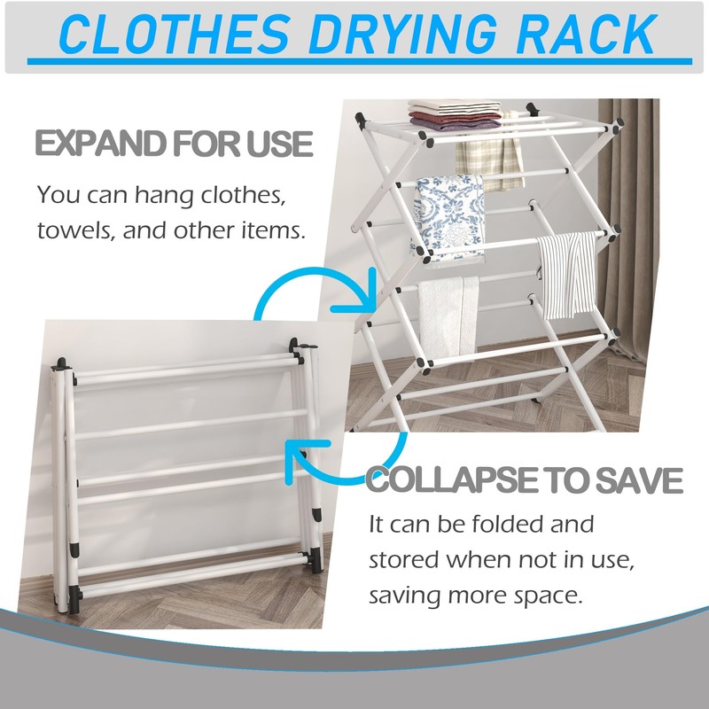 FKUO Household Indoor Folding Clothes Drying Rack, Dry Laundry and