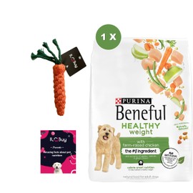 ILC Buy Benefu Healthy Weight Dry Dog Food Bundle, Includes 01 Bag(3.5 LB) Dog Dry Food with Farm Raised Chicken,01 Carrot Dog Toy and a Booklet.