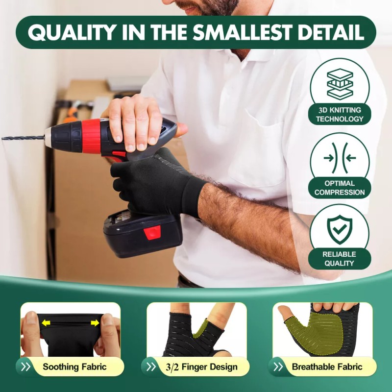 CFR Copper Compression Arthritis Gloves Finger Carpal Tunnel Typing Support