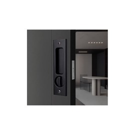 LWZH Sliding Door Mortice Lock Handle Invisible Recessed Handle Latch Interior Furniture Wooden Door Lock Electroplating Black 160 mm